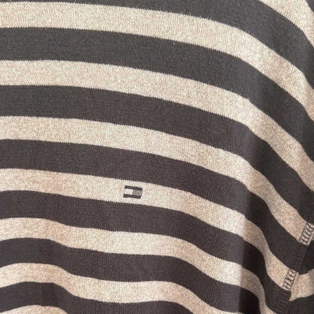 Y2K Tommy Hilfiger Charcoal and Light Gray Striped Long Sleeve Shirt XXL Tall - Picture 4 of 7